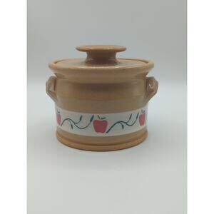 MILL CREEK STONEWARE POTTERY HANDPAINTED CANISTER (BURGANDY APPLE) Vintage